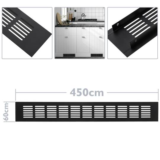 Lüftungsgitter für Fußleiste Aluminium 450x60mm in schwarzer farbe