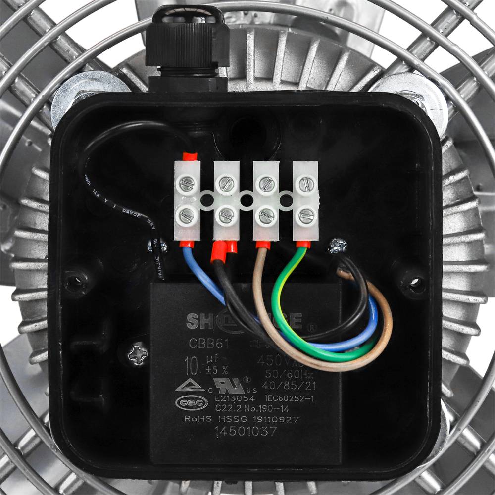 Extractor de aire de pared de 200 mm para ventilación industrial 2550 rpm cuadrado 310x310x48 mm plateado