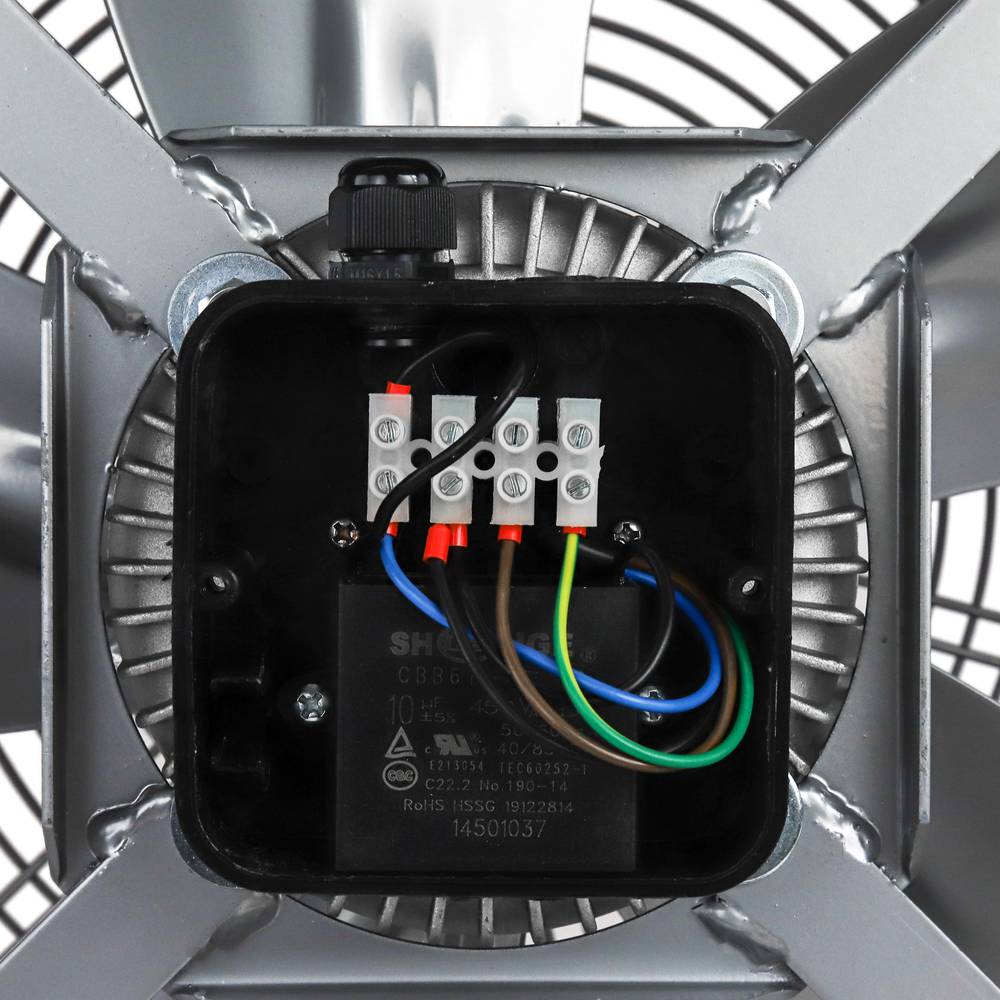 Ventilatore di scarico da 600 mm per ventilazione industriale 1350 rpm rotondo 670x670x280 mm argento