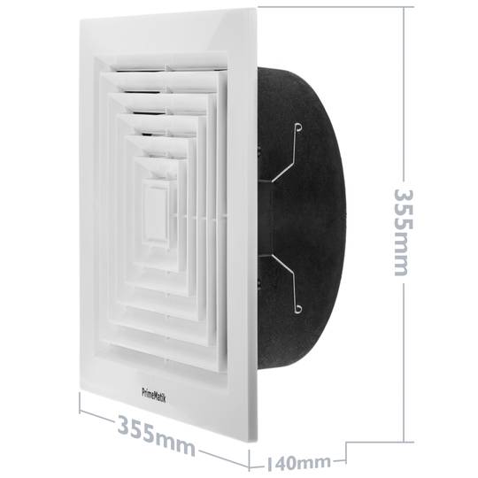 Ventilatore di scarico 305x305 mm, alta potenza di aspirazione, ideale per WC bagno cucina ripostiglio garage