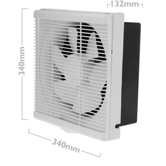 Ventilador de escape, Extractor de aire 285x285 mm con sistema antirretorno para baño lavabo cocina trastero garaje