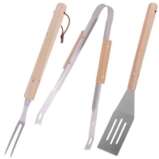 Pack Of 3 Stainless Steel Barbecue Utensils - Cablematic