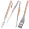 Pack de 3 utensílios para churrasco em aço inox