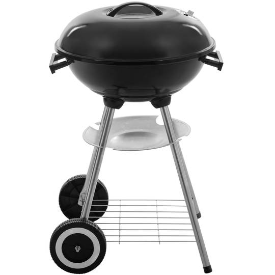 Ronde houtskoolbarbecue 41x70 cm met deksel en wieltjes BBQ grill voor tuin en camping