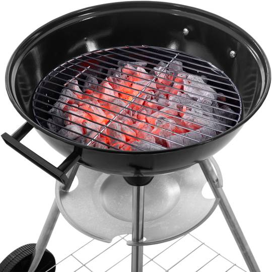 Ronde houtskoolbarbecue 41x70 cm met deksel en wieltjes BBQ grill voor tuin en camping