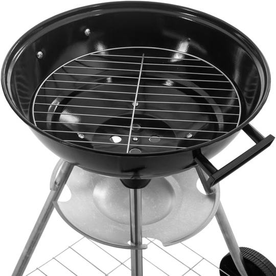Ronde houtskoolbarbecue 41x70 cm met deksel en wieltjes BBQ grill voor tuin en camping