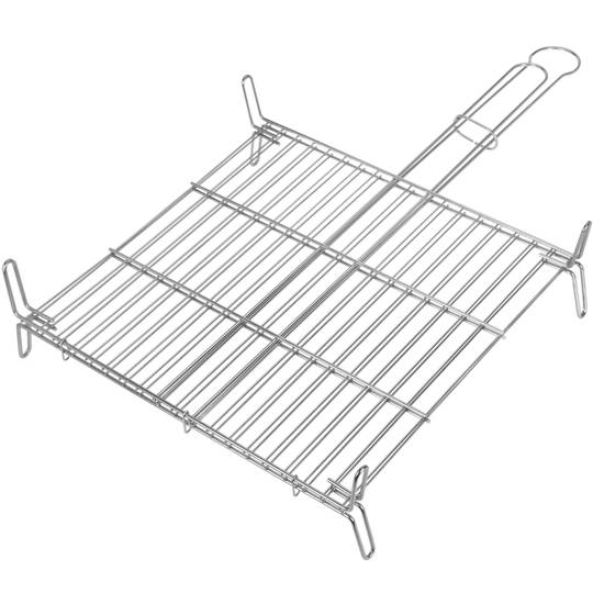 Churrasqueira dupla em ferro galvanizado com pega 45x45 cm