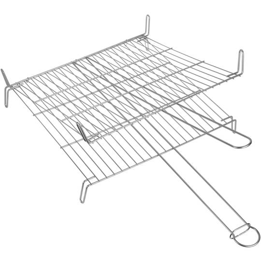 Churrasqueira dupla em ferro galvanizado com pega 45x45 cm