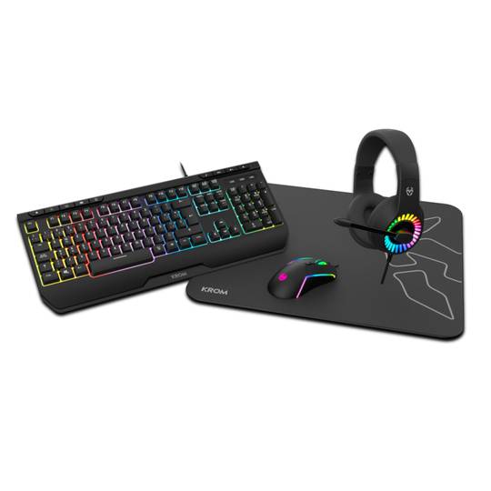 Krom NXKROMKENYA Kit de tapis de souris pour clavier et casque de jeu RVB 4 en 1