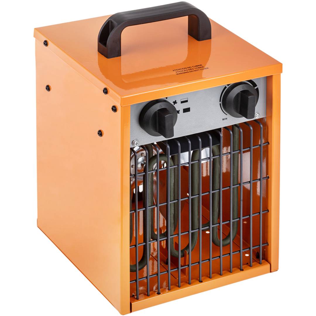Calefactor industrial de aire de suelo 1000 / 2000 w de color naranja y  forma rectangular - Cablematic