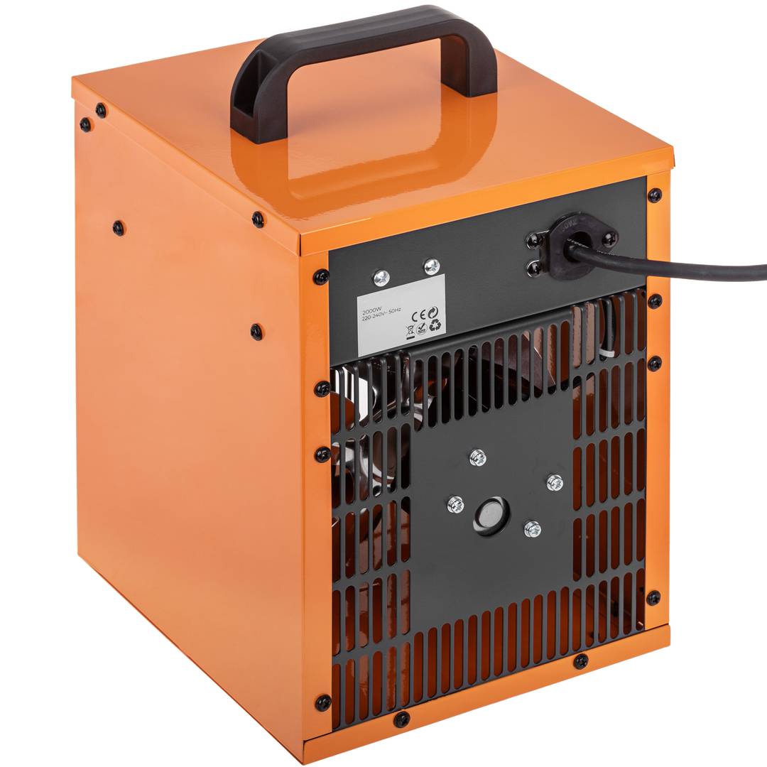 Calefactor industrial de aire de suelo 1000 / 2000 w de color naranja y  forma rectangular - Cablematic