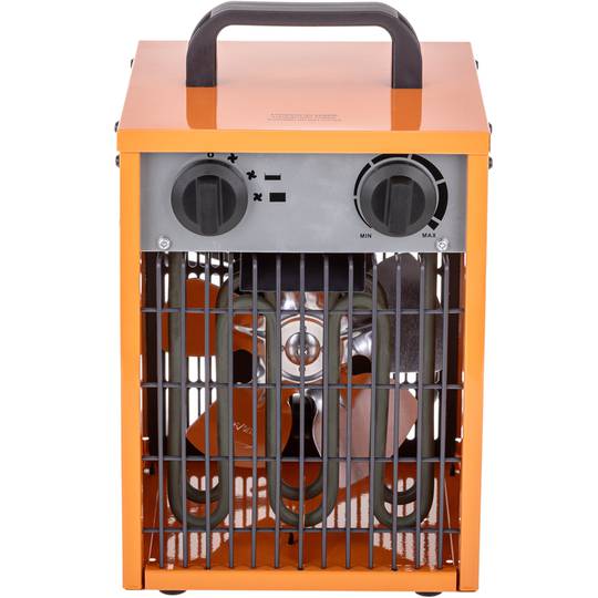Calefactor industrial d'aire de terra 1000 / 2000 w de color taronja i forma rectangular