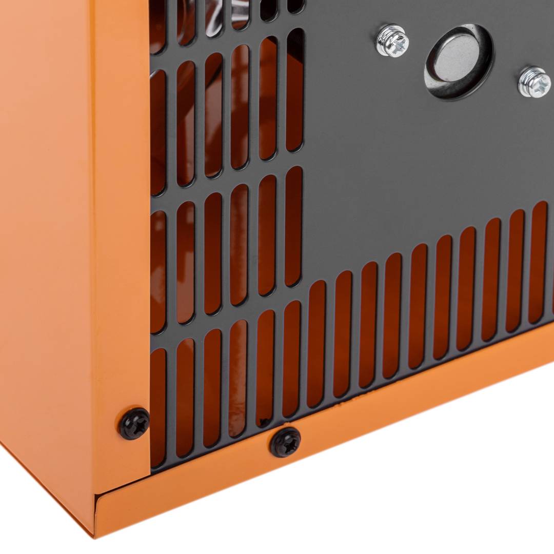 Calefactor industrial d'aire de terra 1000 / 2000 w de color taronja i forma rectangular