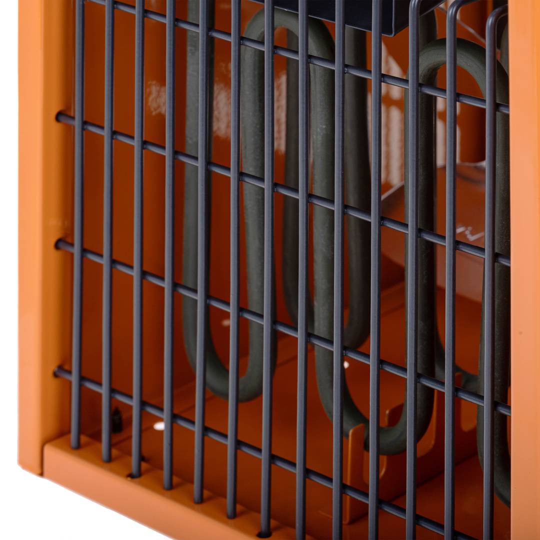 Calefactor industrial d'aire de terra 1000 / 2000 w de color taronja i forma rectangular