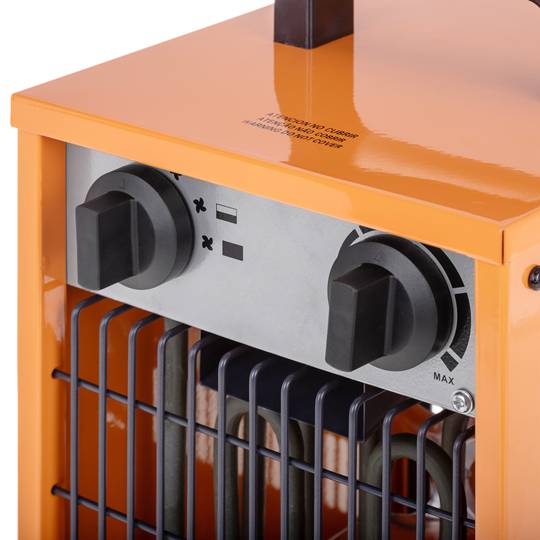 Calefactor industrial d'aire de terra 1000 / 2000 w de color taronja i forma rectangular