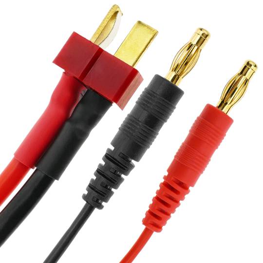 Cable T PLUG mascle a HXT Banana 4.0mm mascle de 30cm 14AWG Càrrega i font alimentació