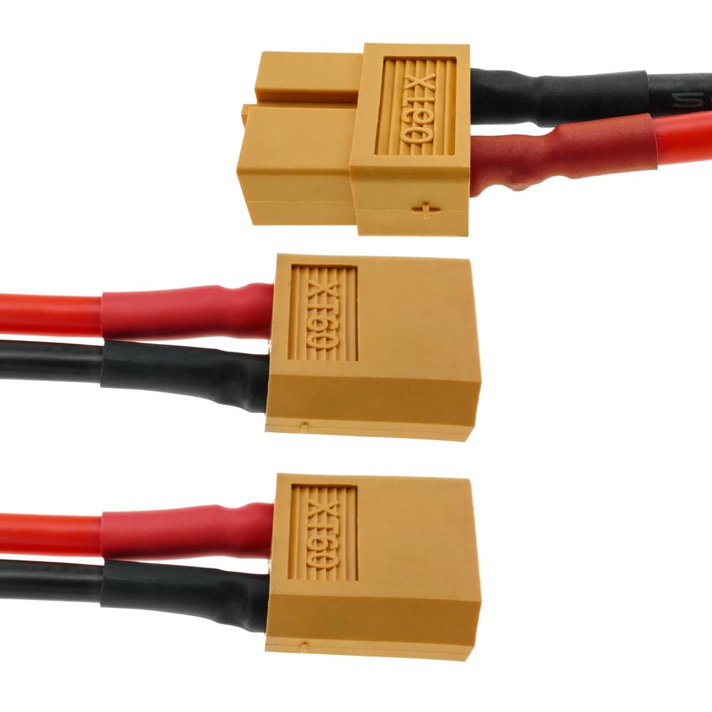 Kabel XT60 vrouwelijk naar 2 x XT60 mannelijk 15 cm 14AWG Opladen en voeding