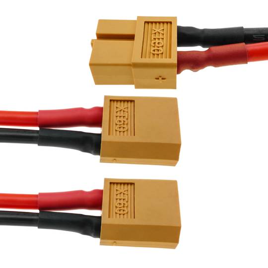 Kabel XT60 vrouwelijk naar 2 x XT60 mannelijk 15 cm 14AWG Opladen en voeding