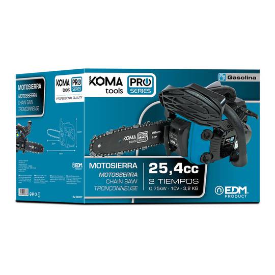 KOMA Tools 08337 25.4cc Benzine Kettingzaag met 0.75kW/1CV