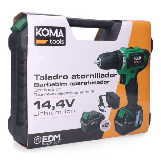KOMA Tools 08703 14.4V Bateria de Íon de Lítio Furadeira/Chave com 20x24cm