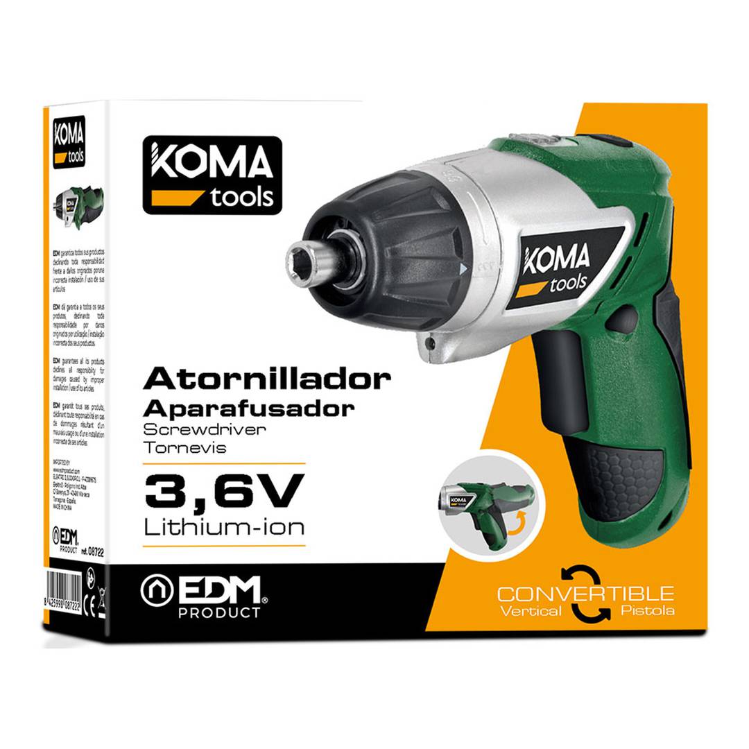KOMA Tools 08722 3.6V lithium reversible screwdriver with 1300 mA 17.5x14.8cm