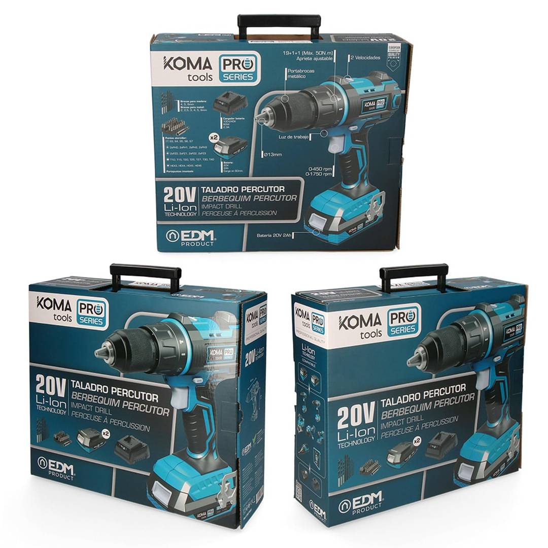 20V Hammer Drill/Driver Kit with 2 2.0A Batteries and 9