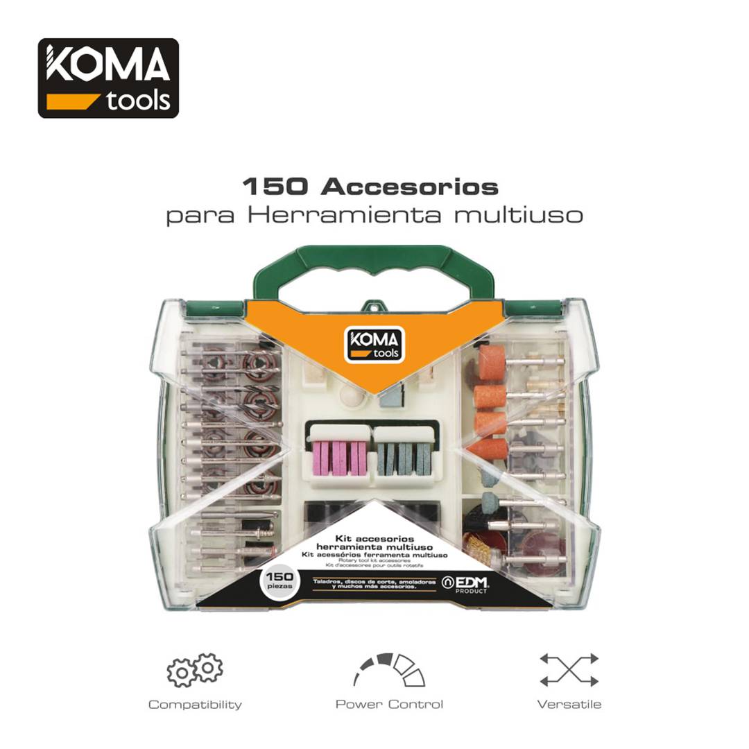 Pack of 150 accessories for mini rotary multitool KOMA Tools 08734