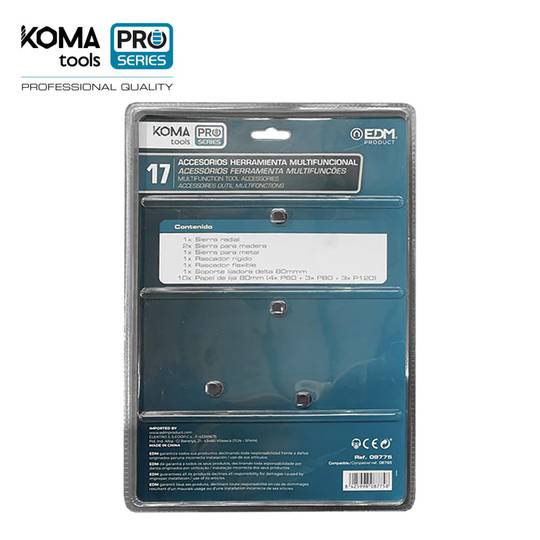 Zestaw 17 akcesoriów do narzędzi wielofunkcyjnych z serii Pro Battery KOMA Tools 08765