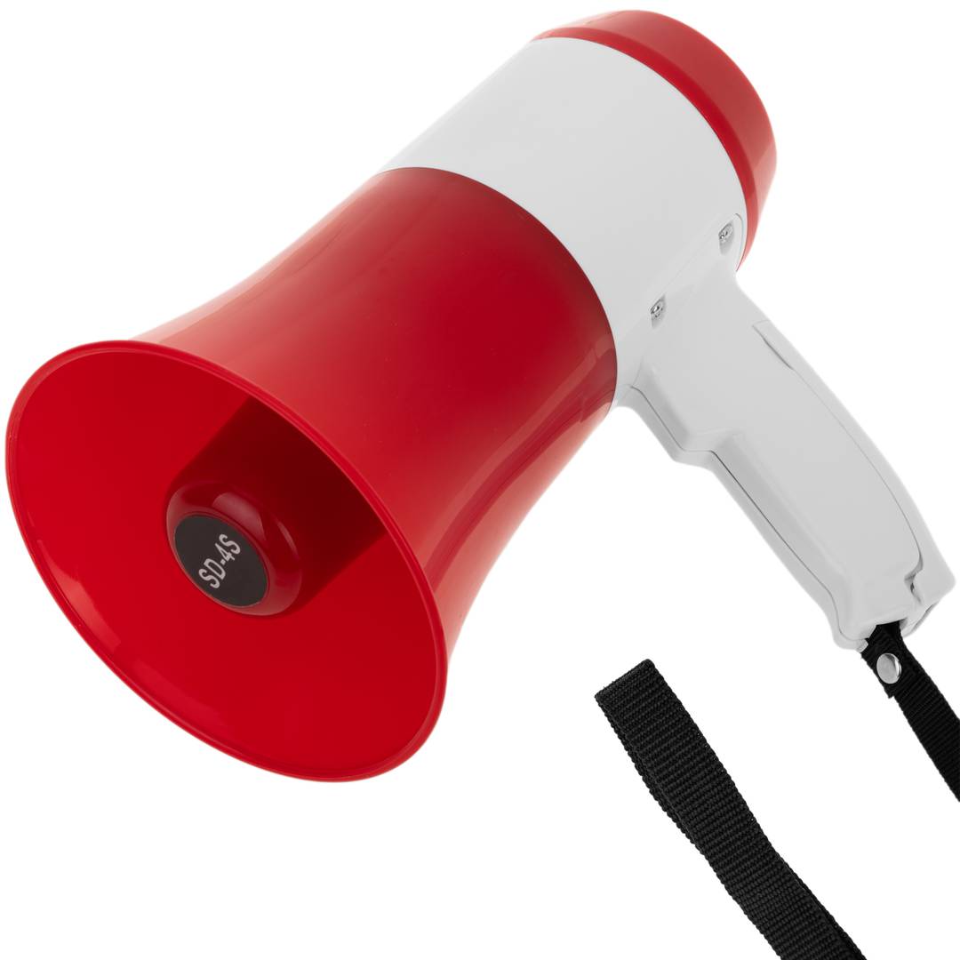 Handmegafon Typ A, mit Sirene, max. 10 W, rot, ABS-Kunststoff, 1kg