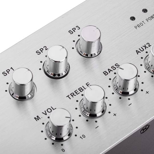 Amplificador para sonorización profesional de 80W 110V 3 zonas con MIC AUX MP3 rack