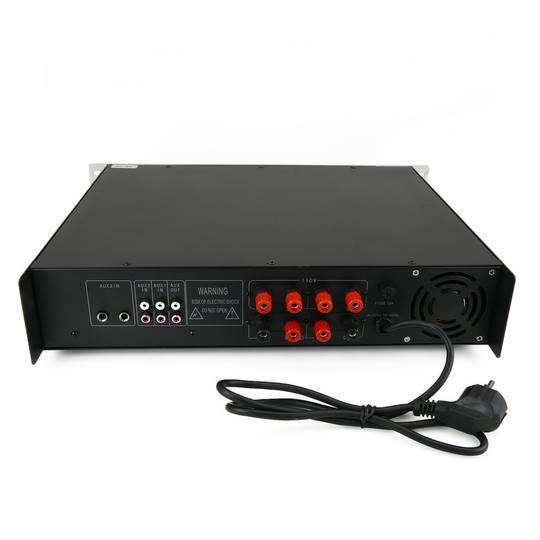 Amplificador de som profissional 350W 110V 4 zonas com MP3 AUX MIC rack