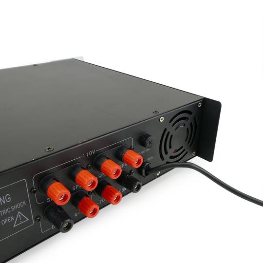 Amplificador de som profissional 350W 110V 4 zonas com MP3 AUX MIC rack