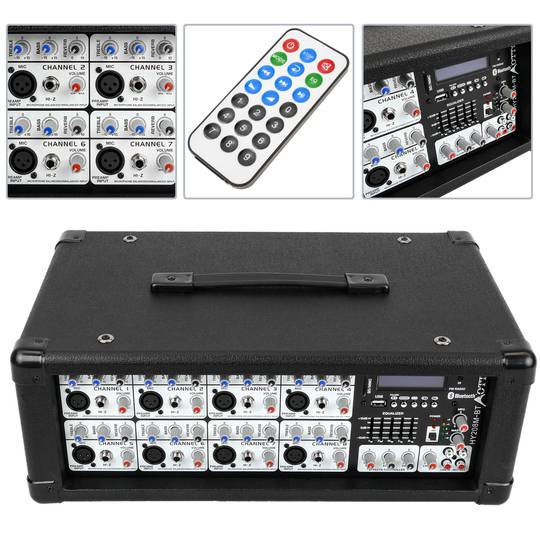 Amplificatore portatile a 8 canali per microfono Bluetooth linea MP3 120W RMS