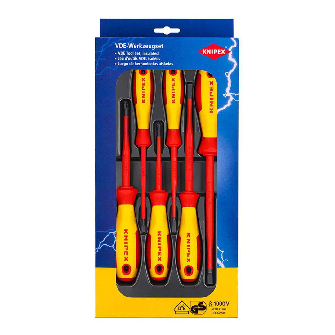 6-piece set of cruciform and flat screwdrivers Knipex 002012V01