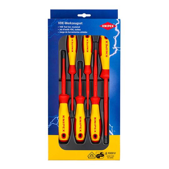 6-piece set of VDE cruciform and flat-head screwdrivers Knipex 002012V02