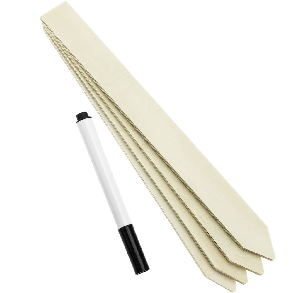 Estaques de fusta de 20cm per etiquetar plantes. Kit de 8 etiquetes i 1 retolador