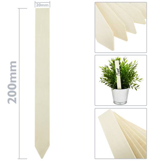 Estaques de fusta de 20cm per etiquetar plantes. Kit de 96 etiquetes i 12 retoladors