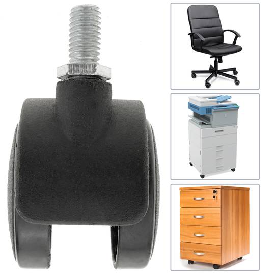 Draaibaar nylon wiel zonder rem 40 mm M6 4-pack