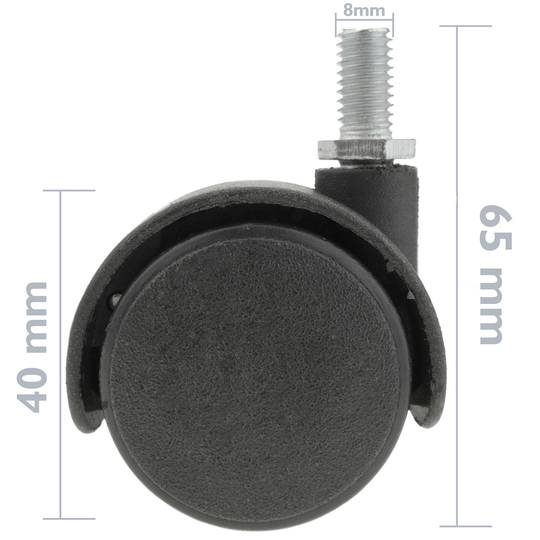 Roda pivotant de niló sense fre 40 mm M8 4 pack