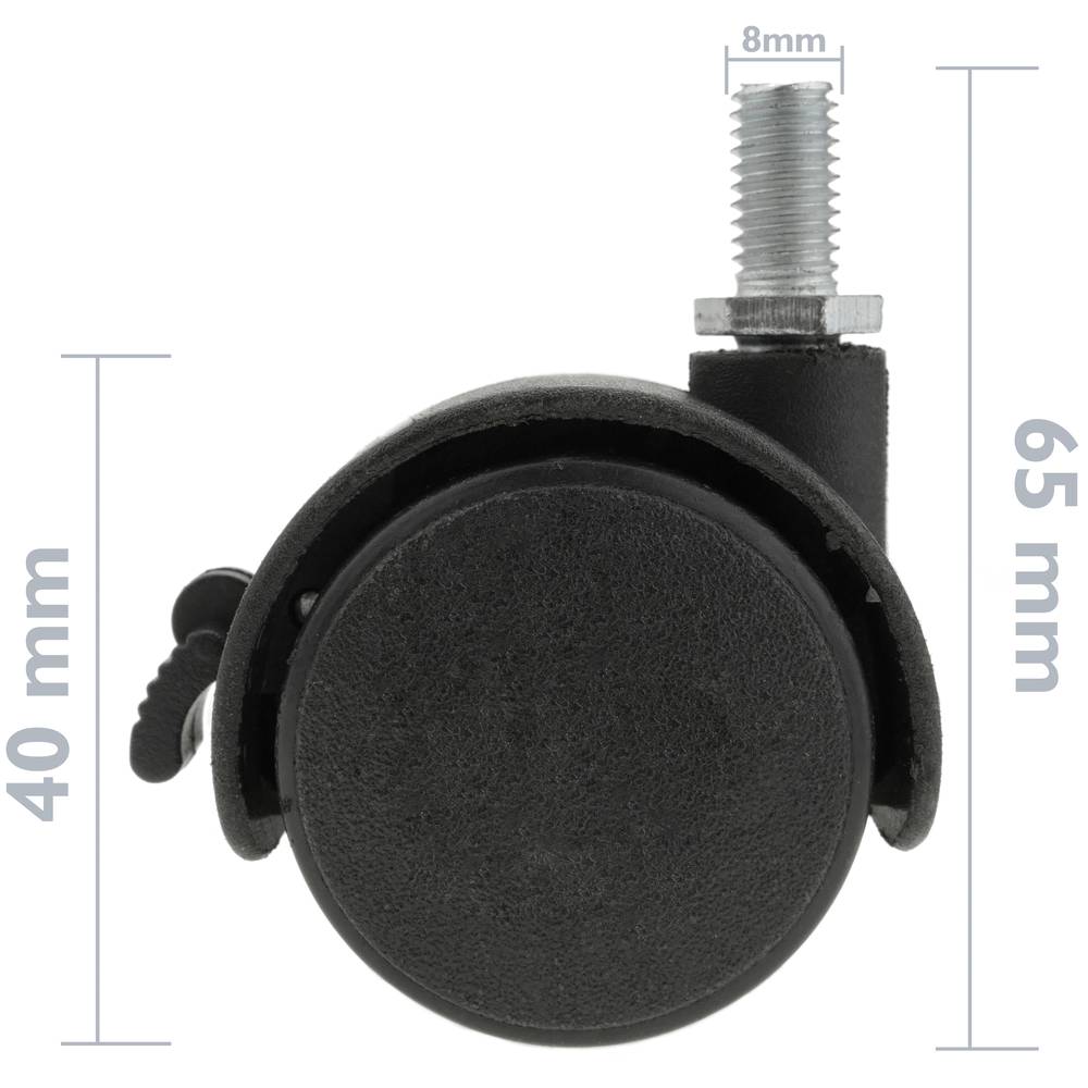 Roda pivotante rodízio de náilon com freio 40 mm M8 4 pack