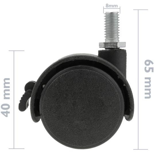 Roda pivotante rodízio de náilon com freio 40 mm M8 4 pack