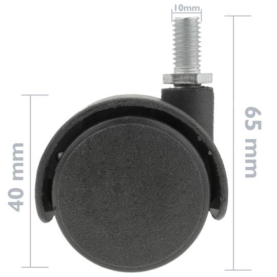 Lenkrollen Schwenkrollen Industriell Rad aus Nylon ohne Bremse 40 mm M10 4 pack