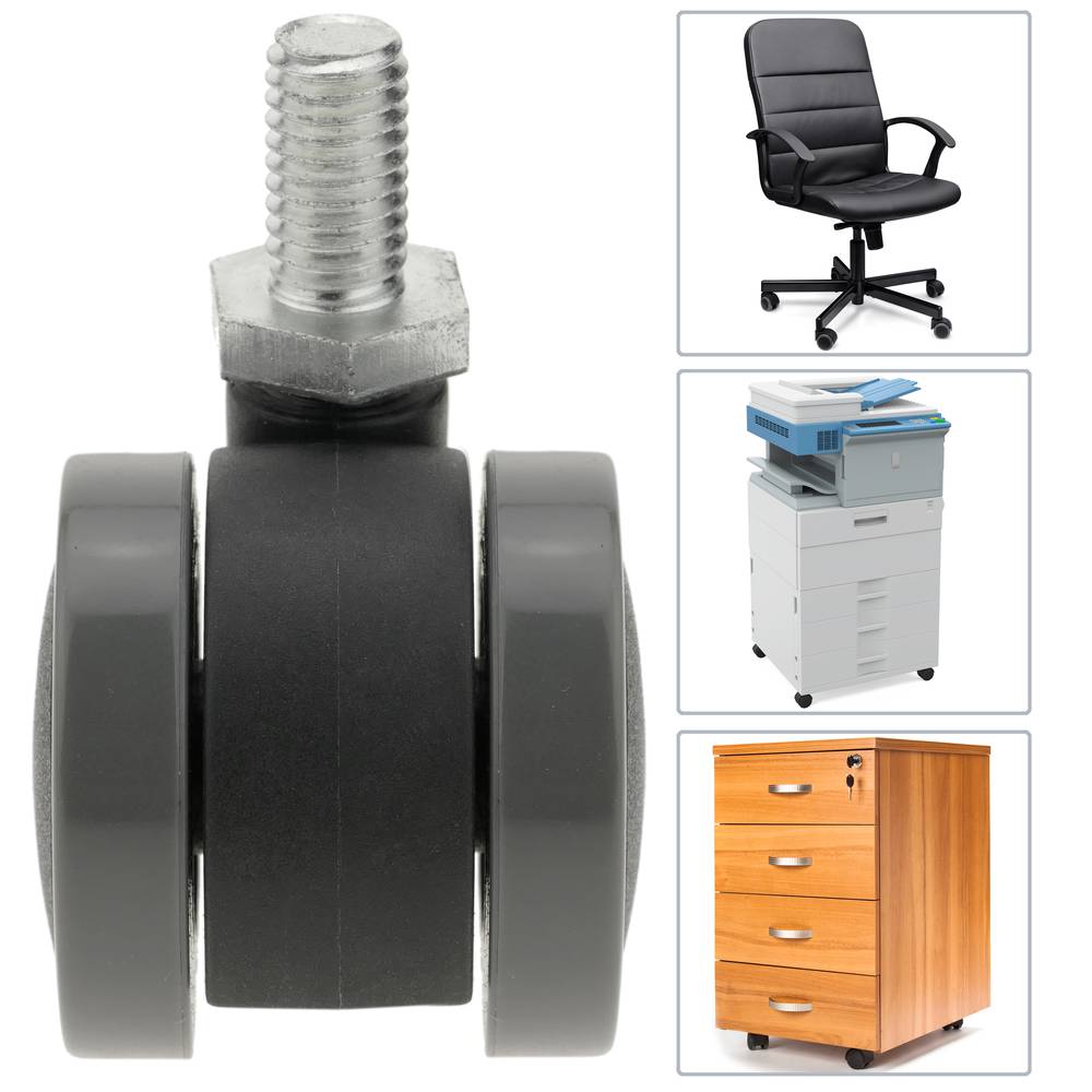 Roulettes pivotantes roue en nylon et PVC sans frein 34 mm M8 5 pack