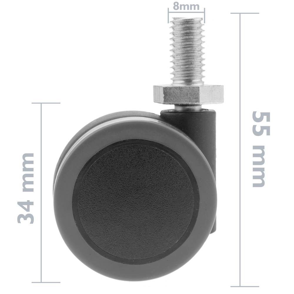 Rotelle pivotanti ruote di nylon e PVC senza freno 34 mm M8 5 pack -  Cablematic