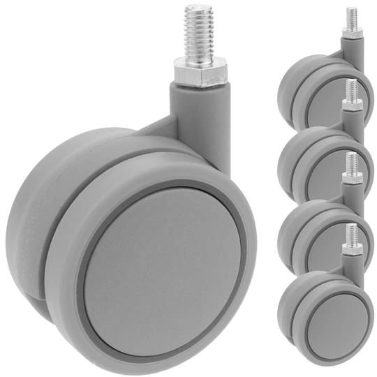 Roulettes pivotantes roue en nylon et polypropylène sans frein 60 mm M10 5 pack