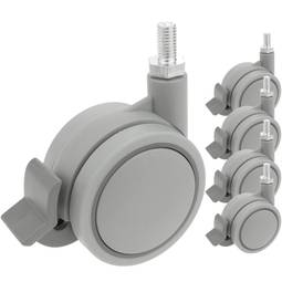 Lenkrollen Schwenkrollen Industriell Rad aus Nylon und Polypropylen mit Bremse 60 mm M8 5 pack