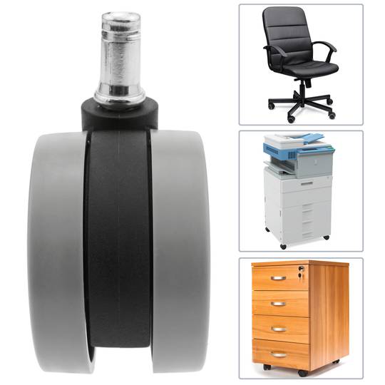 Wheel swivel castor of nylon and PVC with pressure brake 65 mm M11 5 pack