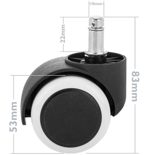 Roda pivotante rodízio de náilon e PVC branco sem freio 50 mm M11 5 pack