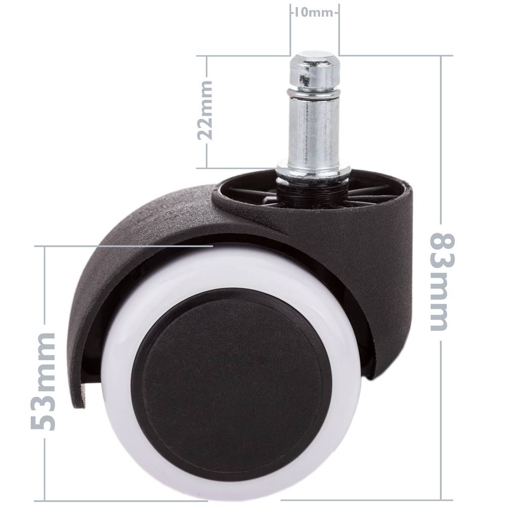 Koło obrotowe z nylonu i PVC biały bez hamulca 50 mm M10 5 sztuk