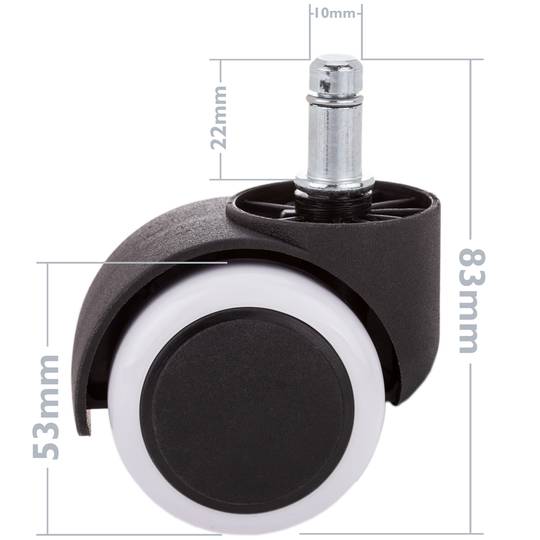 Koło obrotowe z nylonu i PVC biały bez hamulca 50 mm M10 5 sztuk